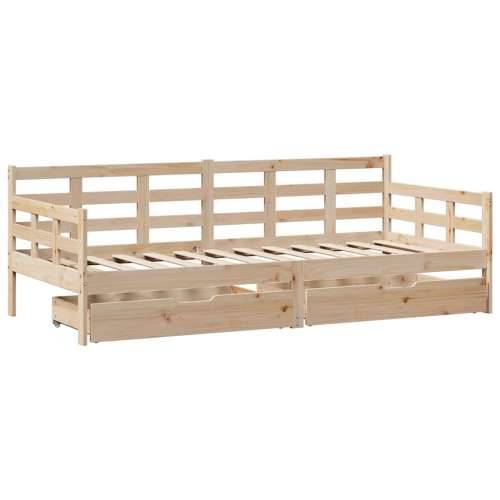 Dnevni krevet s ladicama bez madraca 90x200 cm masivno drvo - Prirodna 90 x 200 cm Cijena