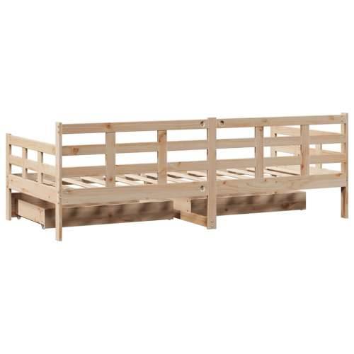 Dnevni krevet s ladicama bez madraca 90x200 cm masivno drvo - Prirodna 90 x 200 cm Cijena