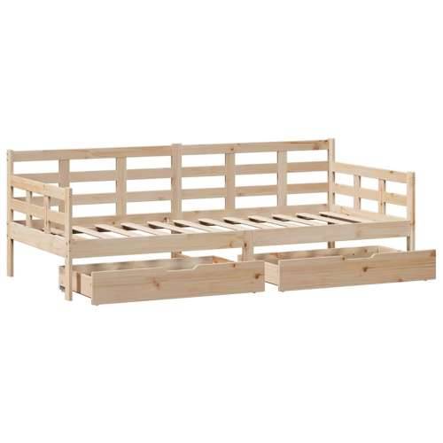 Dnevni krevet s ladicama bez madraca 90x200 cm masivno drvo - Prirodna 90 x 200 cm Cijena