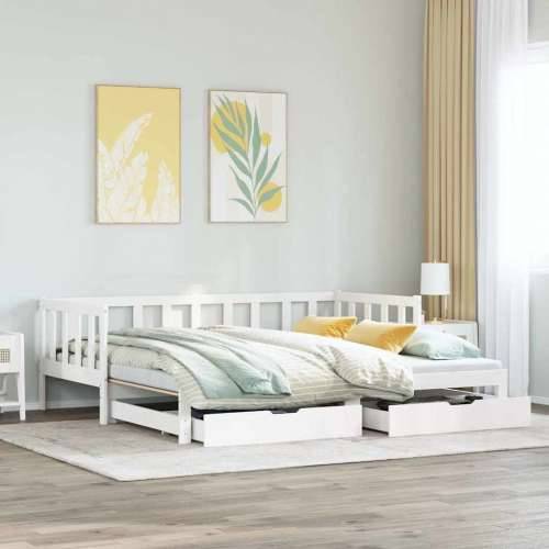 Dnevni krevet na razvlačenje s ladicama bez madraca 90x200 cm - Bijela 90 x 200 cm Cijena