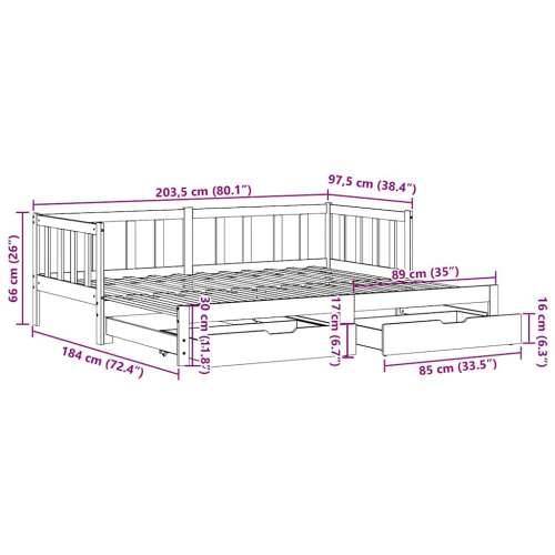Dnevni krevet na razvlačenje s ladicama bez madraca 90x200 cm - Bijela 90 x 200 cm Cijena