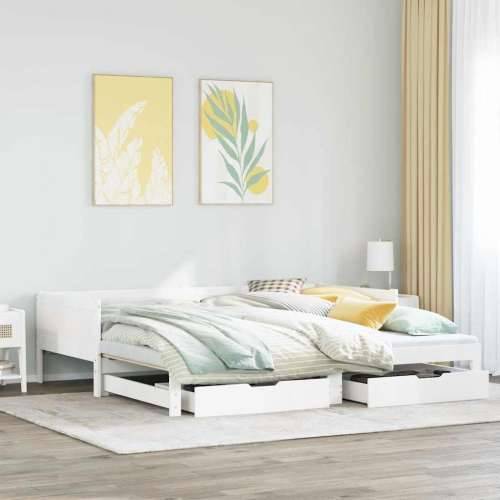 Dnevni krevet na razvlačenje s ladicama bez madraca 80x200 cm - Bijela 80 x 200 cm Cijena