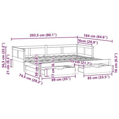 Dnevni krevet na razvlačenje s ladicama bez madraca 80x200 cm - Bijela 80 x 200 cm Cijena