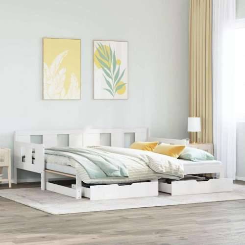 Dnevni krevet na razvlačenje s ladicama bez madraca 80x200 cm - Bijela 80 x 200 cm Cijena