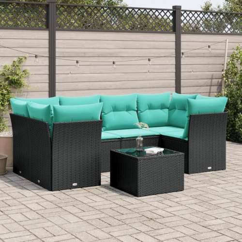 Vrtna garnitura - 7-dijelni set vrtnih sofa od poliratana s jastucima crni - Crna 4x kutna + stol + 2x srednja 1 Cijena