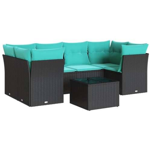 Vrtna garnitura - 7-dijelni set vrtnih sofa od poliratana s jastucima crni - Crna 4x kutna + stol + 2x srednja 1 Cijena