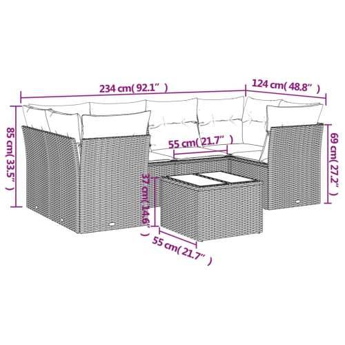 Vrtna garnitura - 7-dijelni set vrtnih sofa od poliratana s jastucima crni - Crna 4x kutna + stol + 2x srednja 1 Cijena