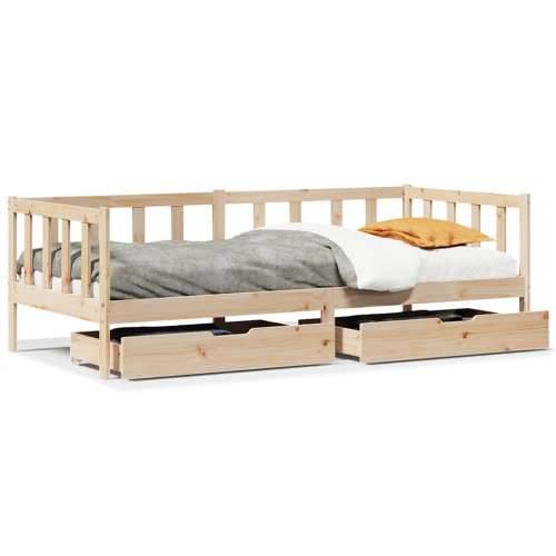 Dnevni krevet s ladicama bez madraca 80x200 cm masivno drvo - Prirodna 80 x 200 cm Cijena