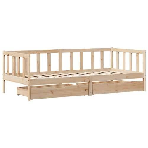Dnevni krevet s ladicama bez madraca 80x200 cm masivno drvo - Prirodna 80 x 200 cm Cijena