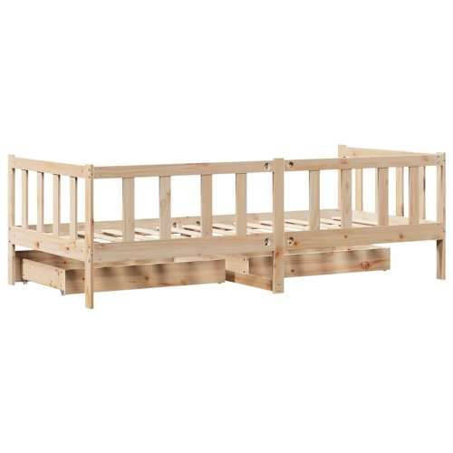 Dnevni krevet s ladicama bez madraca 80x200 cm masivno drvo - Prirodna 80 x 200 cm Cijena