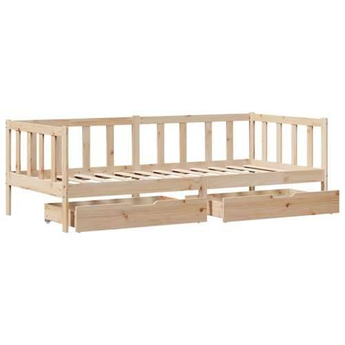 Dnevni krevet s ladicama bez madraca 80x200 cm masivno drvo - Prirodna 80 x 200 cm Cijena
