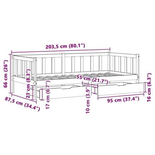 Dnevni krevet s ladicama bez madraca 80x200 cm masivno drvo - Prirodna 80 x 200 cm Cijena