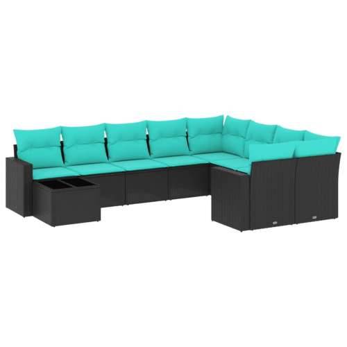 Vrtna garnitura - 10-dijelni set vrtnih sofa od poliratana s jastucima crni - Crna i plava 1 Cijena