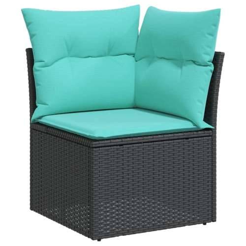 Vrtna garnitura - 11-dijelni set vrtnih sofa od poliratana s jastucima crni - Crna i plava Sa stolom 1 Cijena