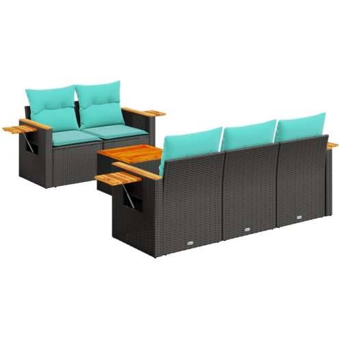 Vrtna garnitura - 6-dijelni set vrtnih sofa od poliratana s jastucima crni - Crna 1 Cijena