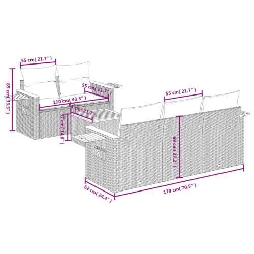 Vrtna garnitura - 6-dijelni set vrtnih sofa od poliratana s jastucima crni - Crna 1 Cijena