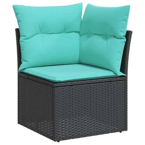 Vrtna garnitura - 6-dijelni set vrtnih sofa od poliratana s jastucima crni - Crna Sa stolom 1 Cijena