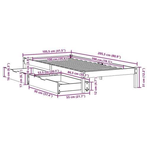 Okvir kreveta bez madraca bijeli 100x200 cm konstruirano drvo - Bijela 100 x 200 cm Cijena