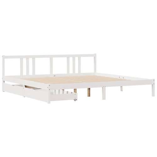 Okvir kreveta bez madraca bijeli 200x200 cm od masivne borovine - Bijela 200 x 200 cm Cijena