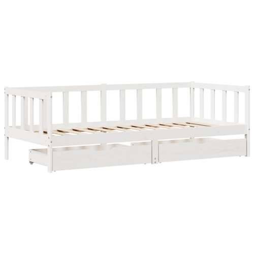 Dnevni krevet s ladicama bez madraca 90x200 cm masivno drvo - Bijela 90 x 200 cm Cijena