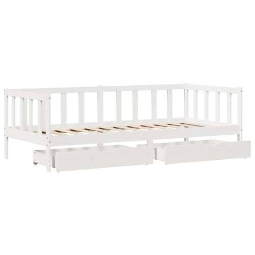Dnevni krevet s ladicama bez madraca 90x200 cm masivno drvo - Bijela 90 x 200 cm Cijena