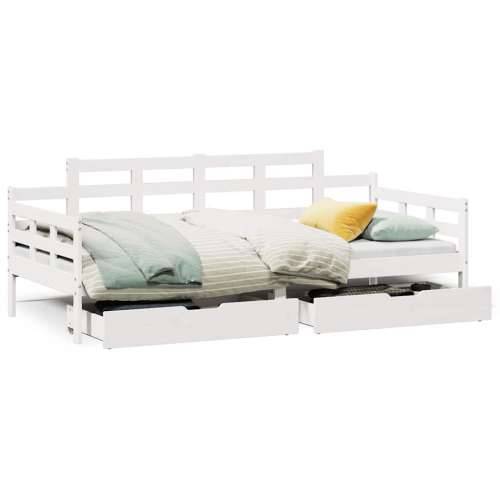 Dnevni krevet s ladicama bez madraca 80x200 cm masivno drvo - Bijela 80 x 200 cm Cijena