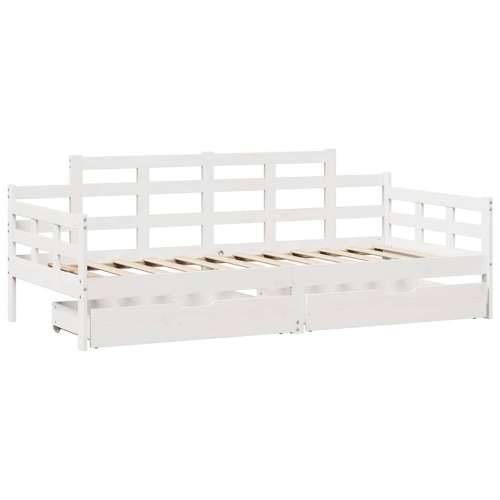 Dnevni krevet s ladicama bez madraca 80x200 cm masivno drvo - Bijela 80 x 200 cm Cijena