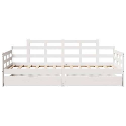 Dnevni krevet s ladicama bez madraca 80x200 cm masivno drvo - Bijela 80 x 200 cm Cijena