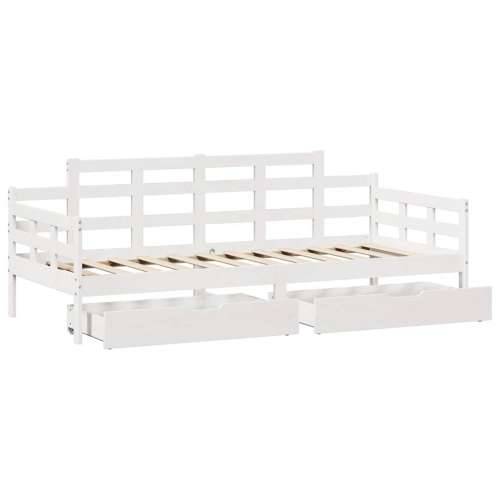 Dnevni krevet s ladicama bez madraca 80x200 cm masivno drvo - Bijela 80 x 200 cm Cijena