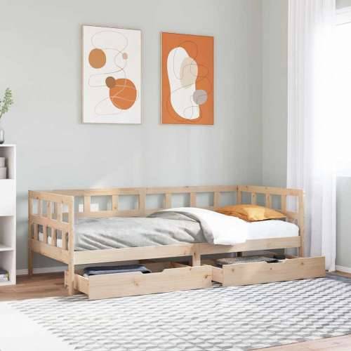 Dnevni krevet s ladicama bez madraca 90 x 190 cm masivno drvo - Prirodna 90 x 190 cm Cijena