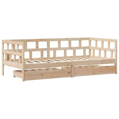 Dnevni krevet s ladicama bez madraca 90 x 190 cm masivno drvo - Prirodna 90 x 190 cm Cijena