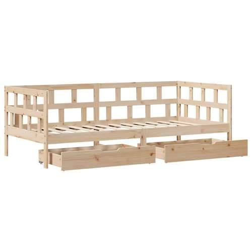 Dnevni krevet s ladicama bez madraca 90 x 190 cm masivno drvo - Prirodna 90 x 190 cm Cijena