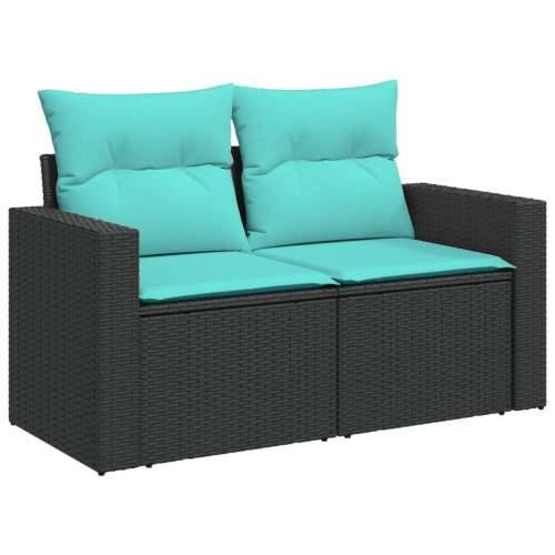 Vrtna garnitura - 10-dijelni set vrtnih sofa od poliratana s jastucima crni - Crna i plava Sa stolom 1 Cijena