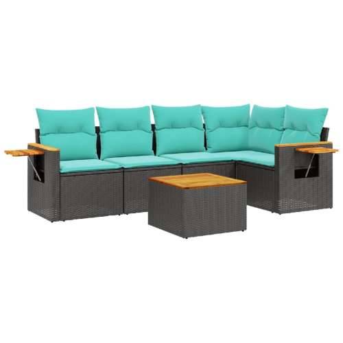 Vrtna garnitura - 6-dijelni set vrtnih sofa od poliratana s jastucima crni - Crna Sa stolom 1 Cijena