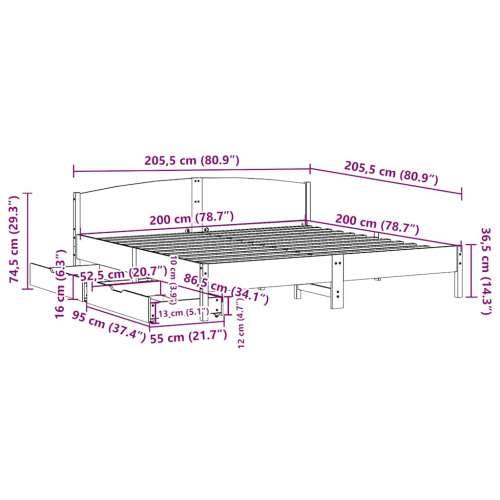 Okvir kreveta bez madraca bijeli 200x200 cm od masivne borovine - Bijela 200 x 200 cm Cijena