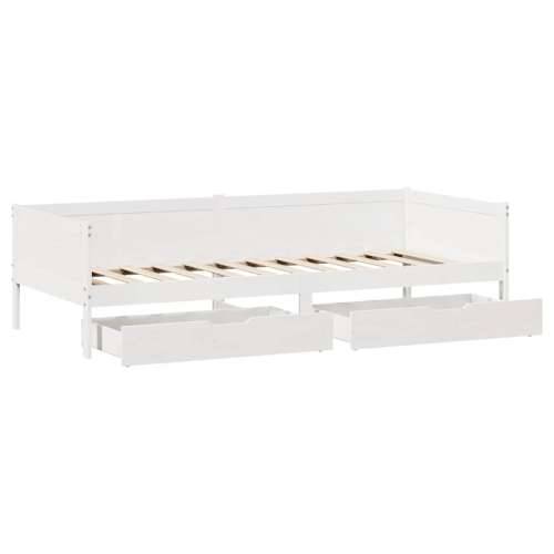Dnevni krevet s ladicama bez madraca 80x200 cm masivno drvo - Bijela 90 x 190 cm Cijena