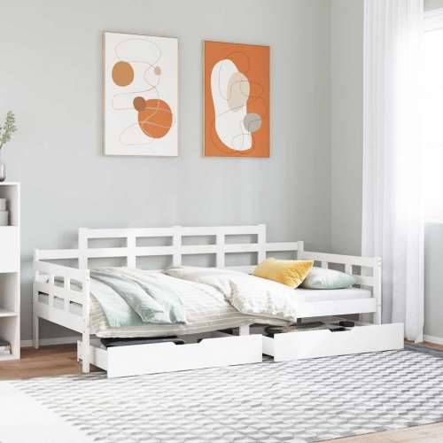 Dnevni krevet s ladicama bez madraca 80x200 cm masivno drvo - Bijela 90 x 190 cm Cijena