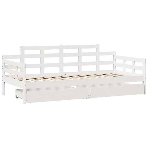 Dnevni krevet s ladicama bez madraca 80x200 cm masivno drvo - Bijela 90 x 190 cm Cijena