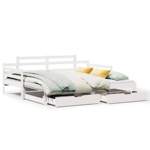 Dnevni krevet na razvlačenje s ladicama bez madraca 90 x 190 cm - Bijela 90 x 190 cm Cijena