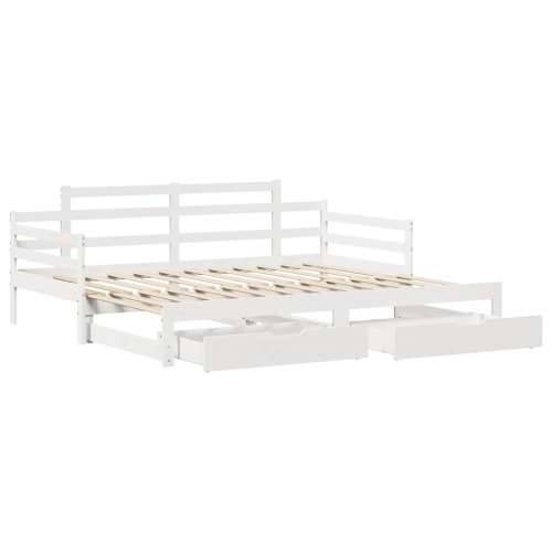 Dnevni krevet na razvlačenje s ladicama bez madraca 90 x 190 cm - Bijela 90 x 190 cm Cijena