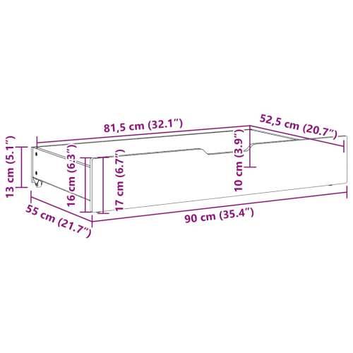 Ladice ispod kreveta 2 kom bijele 95x55x17 cm od borovine - Bijela 90 x 55 x 16 cm 1 Cijena