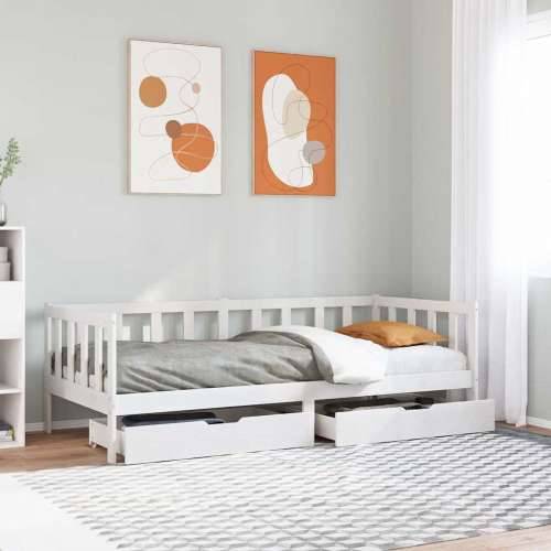 Dnevni krevet s ladicama bez madraca 80x200 cm masivno drvo - Bijela 80 x 200 cm Cijena