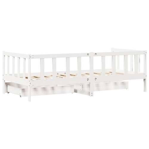 Dnevni krevet s ladicama bez madraca 80x200 cm masivno drvo - Bijela 80 x 200 cm Cijena