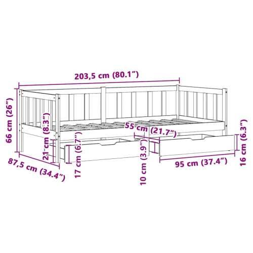 Dnevni krevet s ladicama bez madraca 80x200 cm masivno drvo - Bijela 80 x 200 cm Cijena