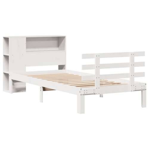 Krevet s regalom za knjige bez madraca bijeli 75x190cm borovina - Bijela 75 x 190 cm Cijena