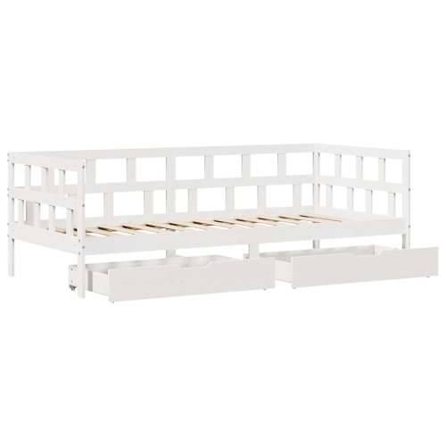 Dnevni krevet s ladicama bez madraca 80x200 cm masivno drvo - Bijela 90 x 190 cm Cijena