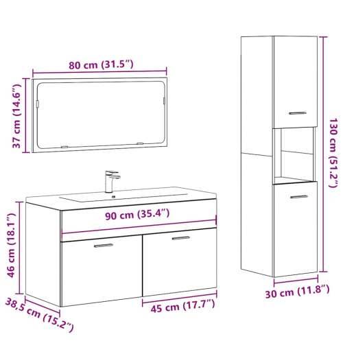 3-dijelni set kupaonskog namještaja käsityöläinen tammi - hrast artisan 90 x 38.5 x 46 cm 1 3 Cijena