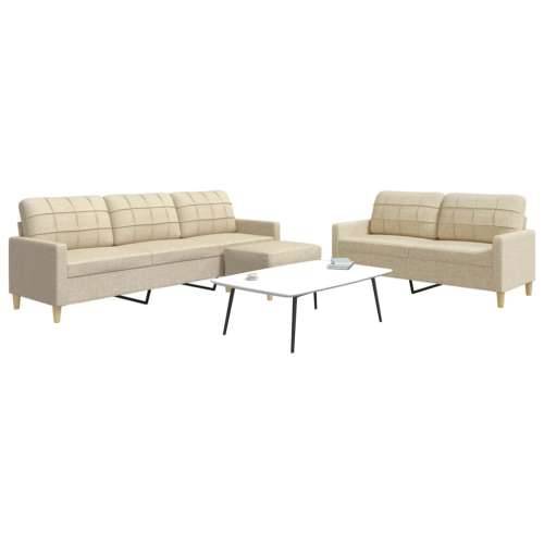 3-dijelni set sofa s tabureom krem od tkanine - Krema S osloncem za noge Cijena