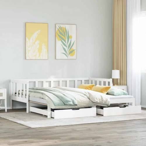 Dnevni krevet na razvlačenje s ladicama bez madraca 90x200 cm - Bijela 90 x 200 cm Cijena