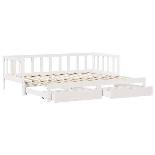 Dnevni krevet na razvlačenje s ladicama bez madraca 90x200 cm - Bijela 90 x 200 cm Cijena